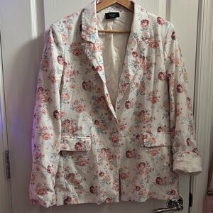 Vici Women's Floral Blazer - Cream and Pink